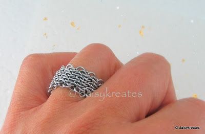 daisykreates: Oops Chainmaille Finger Ring Chainmaille Ring, Chain Maille Patterns, To My Dear Friend, Big Statement Rings, Chainmail Jewelry, Handmade Jewlery, Chain Maille Jewelry, Hee Hee, Handmade Wire Jewelry