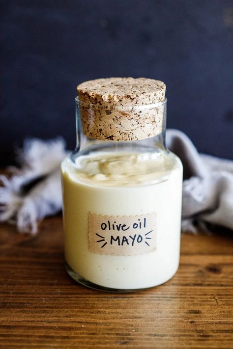 Homemade Olive Oil Mayonaise | Feasting At Home Mayonnaise Recipe Olive Oil, Easy Mayonnaise Recipe, Olive Oil Mayo, Olive Oil Mayonnaise, Homemade Mayonnaise Recipe, Compound Butters, Dump Recipes, Feasting At Home, Blender Food