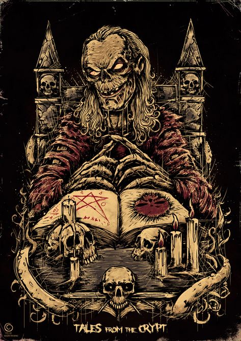 Tales from the crypt on Behance Crypt Keeper, Arte Zombie, Desenhos Gravity Falls, Creepy Drawings, Scary Movie Characters, Tales From The Crypt, Horror Movie Icons, Horror Artwork, Horror Tattoo