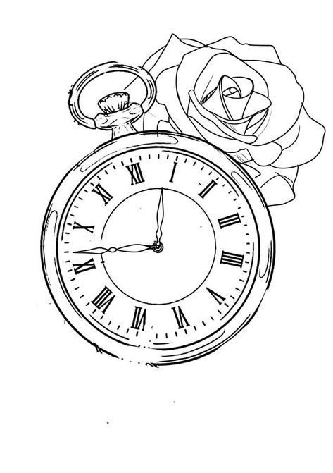 Pocket Watch Drawing, Time Clock Tattoo, Time Piece Tattoo, Pocket Watch Tattoo Design, Dragon Tattoo Chest, Chest Tattoo Stencils, Memorial Tattoo Quotes, Watch Tattoo Design, Clock Drawings