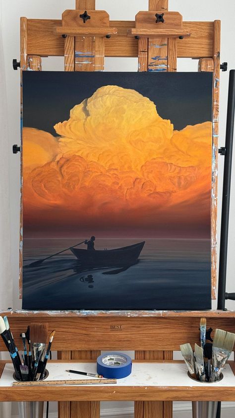 Derek Macara | An acrylic painting of waves that I did about a year ago… This was the longer edit that I ended up not posting. #waves #art... | Instagram Acrylic Painting Seascape, Oil Painting Ideas Inspiration, Painting Of Waves, Sunset Painting Ideas, Oil Painting Ideas, Sunset Oil Painting, Sunset Painting Acrylic, Clouds Art, Waves Art