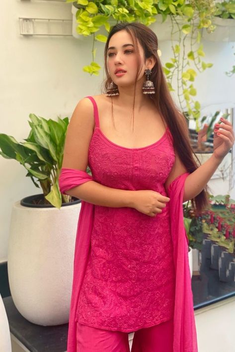 @aditi_budhathoki stealing hearts away in our Hot Pink Chikankari hand-embroidered Gharara set 💕

#Shopthelook now on our website ✨ Hot Pink Indian Outfit, Chikankari Gharara, Pink Indian Suit, Pink Indian Outfit, Strappy Kurta, Tulpen Arrangements, Pink Suits Women, Suits For Women Indian, Hot Pink Outfit