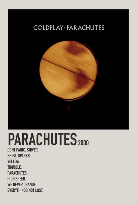 Coldplay Album Cover, Parachutes Coldplay, Coldplay Parachutes, Coldplay Poster, Coldplay Albums, Minimalist Album Poster, Album Polaroid Poster, Coldplay Songs, Polaroid Album