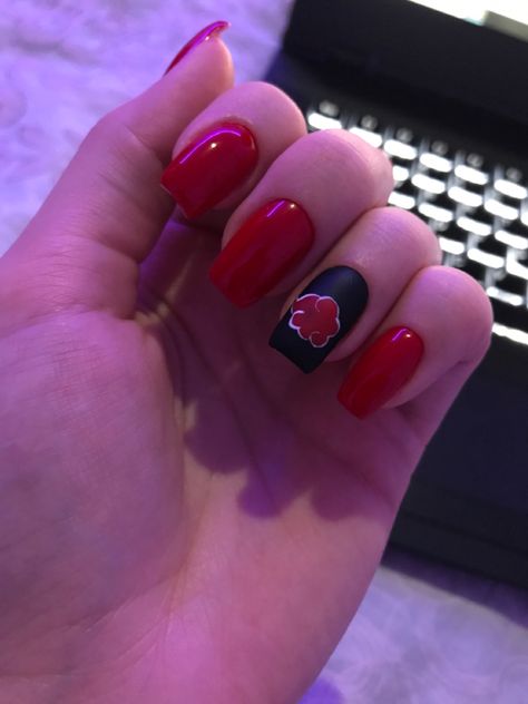 Akatsuki Nail Art, Kakashi Nails, Akatsuki Nails, Anime Nails, Naruto Kakashi, Aesthetic Makeup, Nails Ideas, Care Routine, Nail Ideas