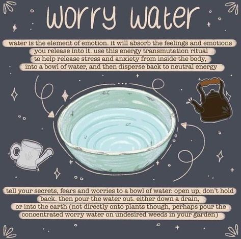 Worry Water, Water Witch, Green Witchcraft, Wiccan Magic, Witch Spirituality, Eclectic Witch, Wiccan Spell Book, Witchcraft Spell Books, Witchcraft For Beginners