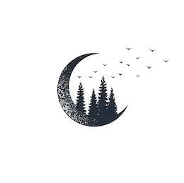 Tree Moon Stars Tattoo, Moon And Woods Tattoo, Twilight New Moon Tattoo, Moon Trees Tattoo, Tree And Stars Tattoo, Fallen Star Tattoo, Moon And Trees Tattoo, Moon Tree Tattoo, Tree Moon Tattoo