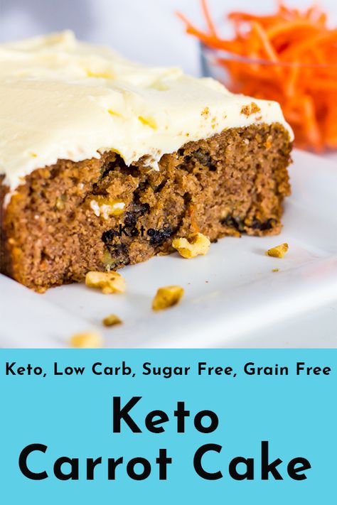 This keto carrot cake with cream cheese is spiced and sweet, just like the real thing. Almond flour and coconut flour gives this keto dessert a cake like texture. Moist, and delicious with a cinnamon aroma. A keto carrot cake sure sounds like my sugar free dessert for tonight. Scorpio Party, Carrots Cake, Keto Carrot Cake, Keto Bakery, Carb Substitutes, Keto Friendly Bread, Keto Cakes, Chocolate Hazelnut Cake, Carrot Cake With Cream Cheese