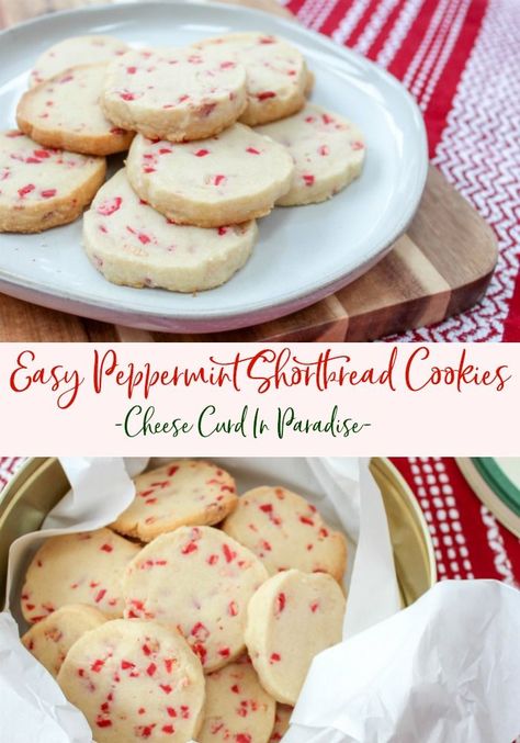 Easy Peppermint Shortbread Cookies Are Perfect For A Holiday Cookie Tray. Sweet, Buttery, Light, And A Touch Of Peppermint Make These A Quick Holiday Favorite. #christmascookies #shortdbread #easycookierecipes #peppermint #christmassweetsweek Shortbread Peppermint Cookies, Peppermint Shortbread Cookies Recipe, Mint Shortbread Cookies, Peppermint Butter Cookies, Small Christmas Cookies, Peppermint Shortbread Cookies, Cookies With Peppermint, Peppermint Shortbread, Peppermint Desserts