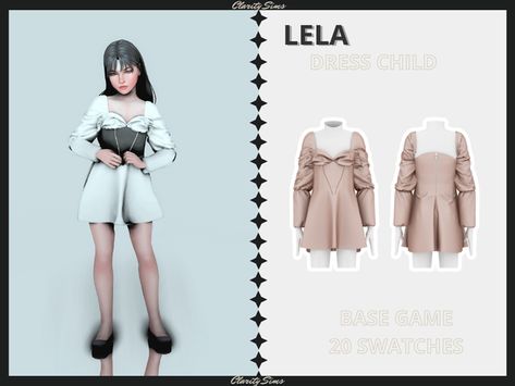 Lela - Dress Child | Clarity Sims Sims Child Cc, Clarity Sims, Ts4 Patreon, Sims 4 Cc Kids Clothing, Kids Formal, Sims 4 Children, Rich Kids, Sims 4 Clothing, Sims Mods