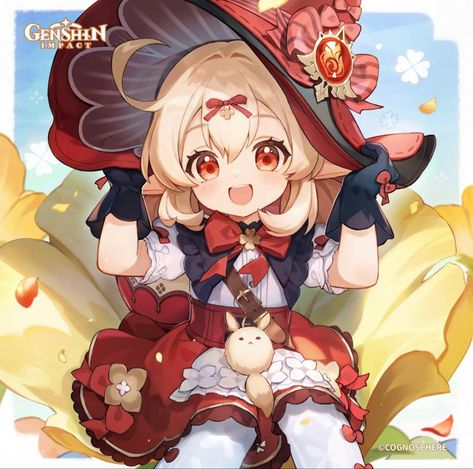 Klee, genshin impact, genshin official art, klee new outfit, genshin outfits, birthday art, dodoco, pyro, mage / SHES SO ADORABLE😭😭 Bd Art, Chibi Characters, Cute Anime Character, Anime Images, Anime Character, Genshin Impact, Favorite Character, Character Art, Abc