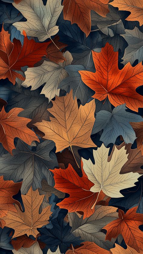 Embrace the beauty of the fall season with these stunning autumn wallpapers, featuring soft-edged leaves in warm hues of orange, brown, and red, beautifully contrasted with cool blue and gray tones. Each leaf in this wallpaper design is carefully crafted with smooth, organic shapes, creating a cozy and natural atmosphere perfect for your digital space. Add a touch of autumn scenery to your screen with these nature-inspired fall wallpapers, and enjoy the serene essence of the season every day Autumn Abstract Wallpaper, Blue Fall Wallpaper Iphone, Blue Autumn Aesthetic, Blue Fall Wallpaper, Autumn Nature Wallpaper, Leaf Phone Wallpaper, Vancouver Wallpaper, Fall Leaves Wallpaper, Fall Wallpapers For Iphone