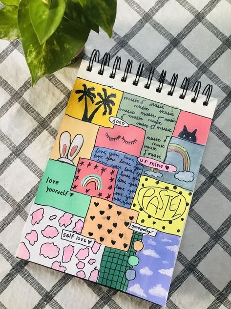 Mood Board Drawing Sketchbook Ideas, Cute Colourful Drawing, Diary Painting Ideas, Ways To Fill A Sketchbook, Collage Art Drawing, Affiliate Links On Pinterest, Painting Mood, Pinterest Affiliate, Easy Mandala Drawing