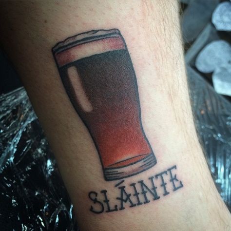 Slainte Beer Tattoo | Tattoo Ideas and Inspiration Beer Bottle Tattoo Small, Guinness Tattoo, Beer Tattoo, Irish Tattoo, Beer Tattoos, Glass Of Beer, Irish Tattoos, Bottle Tattoo, Tattoo Tattoo