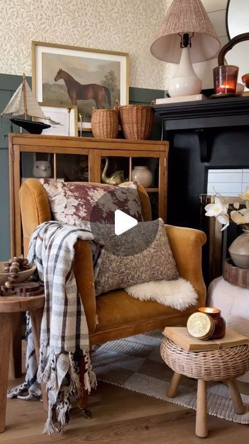 Holly Anderson | interior design/ styling/ DIY on Instagram: "If you like…  ✅ Collected Spaces with Color and Pattern Mixing  ✅Layered Styling with Vintage Finds  ✅ Modern Rustic Charm  ✅ Colorful Moody Interiors   Let’s Be Friends!! 🤎🤎🤎 . . . . #ifthisisyourvibeiwannabefriends #shelfstyling #curatedcottage #colorfulhome #patternmixing #crappyiphonepicsaremyjam  #modernrustic #scandirustic #moodygrams #hyggehome #interiorscontentforyou #cottagestyle #ifyoulike #cosycottage #kitchencorner #mycottage #cozycottagedecor #homeandgarden #cottagelife #myhumblehome #kitchenstilllife #nordichomedecor  #scandinaviankitchen #myperiodhome #oldhouselove #farrowandball #smallkitchendesign #collectedhome #interiordesigninspo #ifthisisyourvibe   corner of my home, small spaces, cottage core, English co Grandpa Chic Interior Design, Grandpa Chic, Furniture Shelves, Moody Interiors, Cottage Style Home, Chic Interior Design, Home Cozy, Cottage Style Decor, Decorating Styles