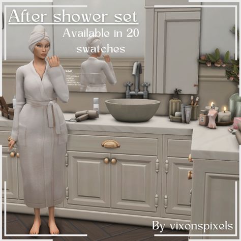 After shower set | vixonspixels Sims Download, Gaming Ideas, Play Sims 4, Sims Packs, Tumblr Page, Sims 4 Body Mods, Play Sims, Sims 4 Gameplay, Sims Games