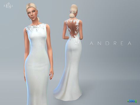 The Sims Resource: Wedding Dress ANDREA by Starlord • Sims 4 Downloads Sims 4 Wedding Dress, Die Sims 4, Sims 4 Mm Cc, Free Sims, Sims 4 Dresses, Sims 4 Mm, Sims4 Clothes, Silk Wedding Dress, Sims 4 Update