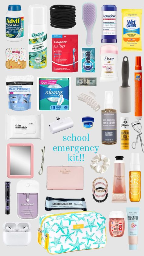 #outfitinspo #preppy #summer #fyppp #fyp #follow #shuffles #fits #fitspo #remix #outfits #vibes #blowup #backtoschoolfit #fallfits #pink #pink #emergencykit Middle School Essentials, Road Trip Kit, School Emergency Kit, School Backpack Essentials, Preppy School Supplies, School Survival Kits, Pretty School Supplies, Everyday Bag Essentials, School Bag Essentials