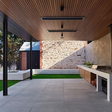 Nathan Burkett Design (@nathanburkettdesign) • Instagram photos and videos Landscape Design Melbourne, Backyard Smokers, Pool Landscape Design, Backyard Fireplace, Diy Outdoor Kitchen, Industrial House, Outdoor Bbq, Outdoor Kitchen Design, Modern Landscaping