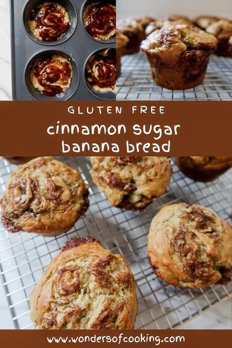 Gluten Free Banana Bread With Cinnamon Sugar Swirl Banana Bread With Cinnamon, Cinnamon Swirl Banana Bread, Honey Oat Bread, Cinnamon Banana Bread, Gluten Free Blueberry Muffins, Gluten Free Cinnamon, Bread Gluten Free, Blueberry Oat, Banana Bread Muffins