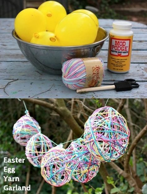 Egg Garland, Diy Osterschmuck, Easter Crafts For Adults, Easter Garland, Easter Eggs Diy, Easter Projects, Easter Craft, Easter Decorations Outdoor, Diy Spring