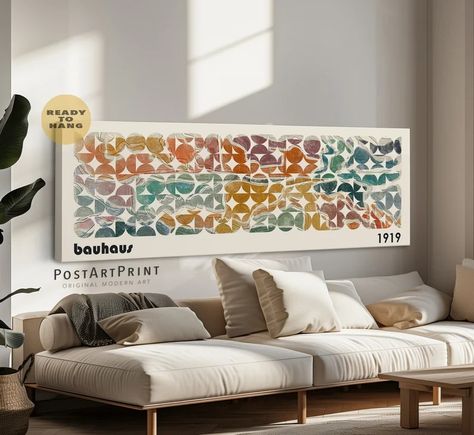 Horizontal Bauhaus Wall Art, Framed Canvas, Panoramic Framed Art, Bauhaus Poster, Mid Century Modern Art, Above Bed Decor, Long Narrow Art - Etsy Narrow Art, Long Artwork, Large Walls, Large Framed Wall Art, Art Above Bed, Horizontal Wall Art, Mid Century Modern Wall Art, Above Bed Decor, Bauhaus Poster