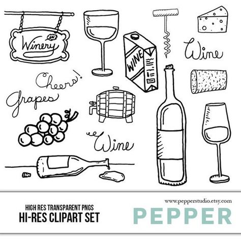 Wine Doodle, Cheese Clipart, Cheese Doodle, Doodle Clipart, Travel Doodles, Line Illustrations, Wine Journal, Finger Tattoo For Women, Cork Screw