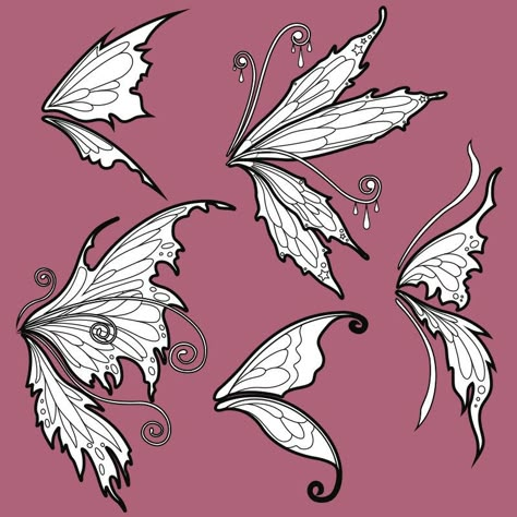 Different Fairy Wings, Cute Shapes Pattern, Diy Large Fairy Wings, Faerie Wings Drawing, Butterfly Different Wings, Fairy Wing Types, Fairy Wings Design Art, Fairy Wing Drawing Reference, Fairy Wings Shape