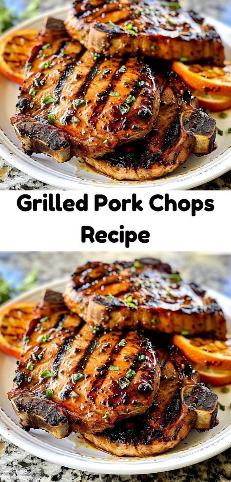 Get juicy, flavorful pork chops every time - quick grill recipe! Pork Chops On Bbq, Pork Chops Bbq Grilled, Pork Chop Grilled Recipes, Juicy Grilled Pork Chops, Pirk Chop Recipes, Bbq Pork Chops On Grill, Summer Pork Chop Recipes, Bbq Pork Chop Recipes, Pork Chop Bbq