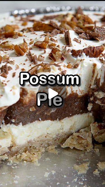 Maddy & JD Alewine on Instagram: "possum pie from arkansas. would absolutely crush a cold slice of this rn. this is one of a couple videos we shot before helene, when we had things like running water and power.

we hope y'all make this one! it's really so so delicious and pretty easy if you have a cold fridge. the recipe is on our site.
#possumpie #pie #desserttime #chocolatepudding #recipe" Possum Pie Recipe, Arkansas Possum Pie, Possum Pie, Crush A, Pudding Pies, Running Water, Chocolate Pudding, Couple Videos, So Delicious