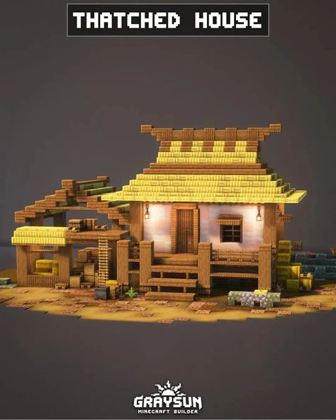 Minecraft 1.20 showcase of Bamboo blocks! I cant wait for them to release those blocks! So great for thatched roofs! And the yellow stairs… | Instagram Minecraft Armour Stand Ideas, Minecraft Weaponsmith House, Minecraft Buildings Ideas, Minecraft Bamboo House, Minecraft Stairs, Minecraft Brick, Minecraft Roof, Yellow Stairs, Minecraft Japanese House