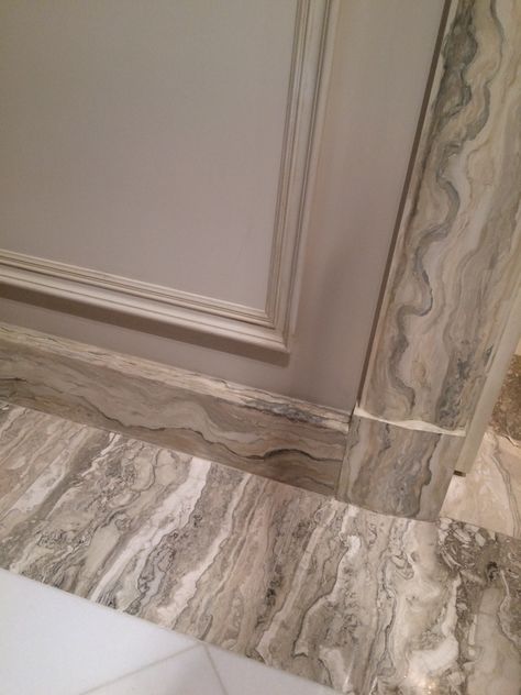 Faux marble baseboard and door casing. In collaboration with John Berenson Interior Design. Tiled Baseboards, Stone Baseboard, Marble Baseboard, Dark Baseboards, Tile Baseboard, Hotel Corridor, Iron Stone, Marble Frame, Door Casing