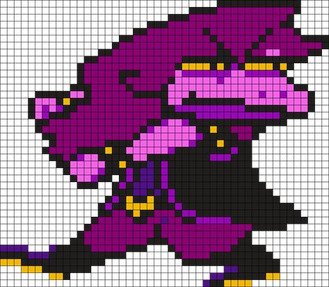 Deltarune Kandi Pattern, Deltarune Perler Beads, Deltarune Perler, Perler Sprites, Undertale Wallpaper, Susie Deltarune, Ponytown Ideas, Kandi Cuffs, Little Misfortune