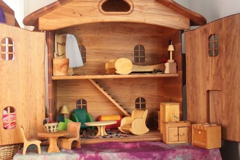 Grimms Spiel Und Holz dollhouse furniture Waldorf Playroom, Waldorf Montessori, Wooden Products, Play Pool, Rudolf Steiner, Dolls House Interiors, Natural Toys, Waldorf Toys, Wooden Dollhouse