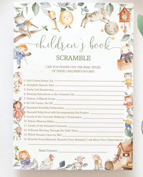 Storybook Baby Shower Invitation, Alphabet Baby Shower Ideas, Childrens Book Baby Shower Ideas, Baby Book Shower Ideas, Books And Brunch Baby Shower Ideas, Story Book Baby Shower Themes Girl, Book Club Baby Shower Theme, Vintage Storybook Baby Shower Theme, Book Themed Baby Shower Ideas Decoration