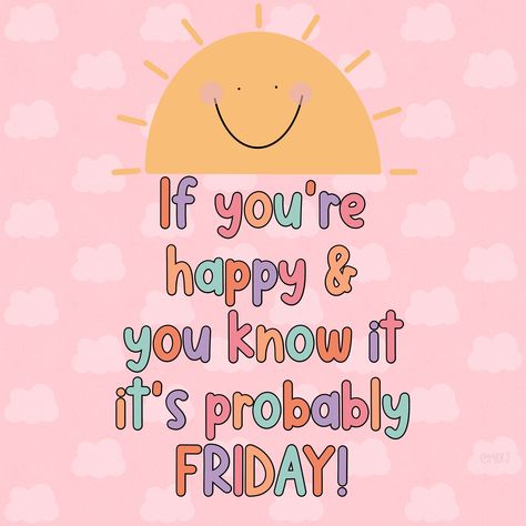 ☀️ If you’re happy & you know it, it’s probably FRIDAY! ☀️ • • • 🏷️ #finallyfriday #fridayquotes #fridayinspiration #fridaythoughts #positivequote #positiveenergy #positivevibes #positiveaffirmations #goodvibes #positivemindset #positiveaffirmationsdaily #ladieswhodesign #idahoartist #idahoart #smallartists #growthquotes #selflovequotes #keepglowing #happyandyouknowit Better Together Bulletin Board Ideas, Friday Work Quotes, Friday Motivation Quotes, Classroom Screen, Friday Aesthetic, Motivation Quotes Funny, Morning Encouragement, Friday Quote, Stickers On Instagram