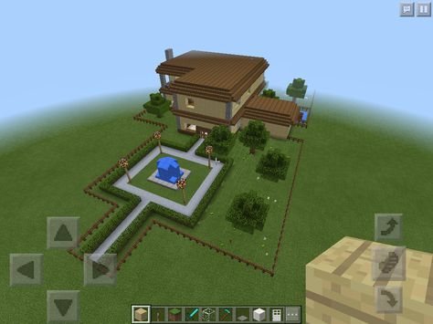 Big minecraft house with grand front yard Minecraft House Front Yard, House Front Yard Ideas, Minecraft Front Yard Ideas, Backyard Minecraft, Big Minecraft House, Big Minecraft Houses, Minecraft Fountain, Front Yard Ideas, House Front Yard