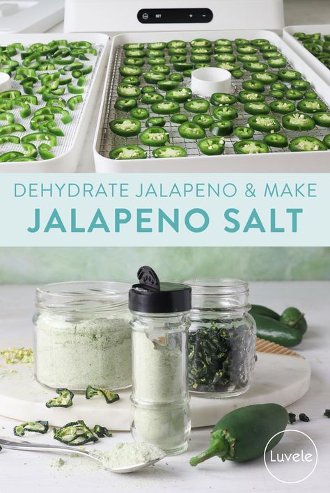 Dehydrate Jalapeno & make jalapeno salt - Luvele US Luvele Recipes, Jalapeno Salt, Food Dehydration, Food Dehydrators, Jalapeno Peppers, Dried Peppers, Dehydrated Food, Dehydrator Recipes, White Flour