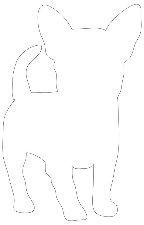 Dog Line Art - Cute Outline of a Chihauhau Dog Cutout Template, Dog Stencil Templates, Outlines Of Animals, Animal Outlines Templates, Wooden Animals Patterns, Dog Template Printable Free Pattern, Dog Silhouette Printable, Outline Of Dog, Small Dog Drawing