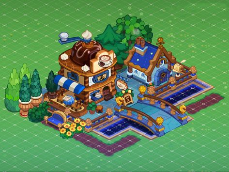 Cookie Run Kingdom Shop Layout, Cookie Run Kingdom Starry Dream Station, Crk Kingdom Layout Ideas Train Station, Crk Kingdom Train Station, Cookie Run Kingdom Layout Smithy, Crk Decorations Ideas, Cookie Tun Kingdom Ideas, Cookie Run Kingdom Layout Dark Cacao, Cookie Run Kingdom Entrance Ideas