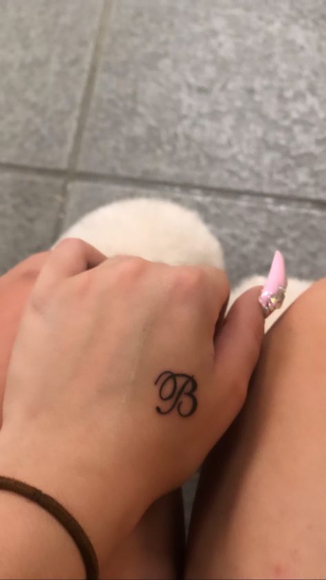 Sister Initial Tattoos, B Hand Tattoo, Name Tattoos Hand, Hand Initial Tattoo, B Tattoo Letter Initial, Initial B Tattoo, T Initial Tattoo, B Initial Tattoo, D Tattoo Initial