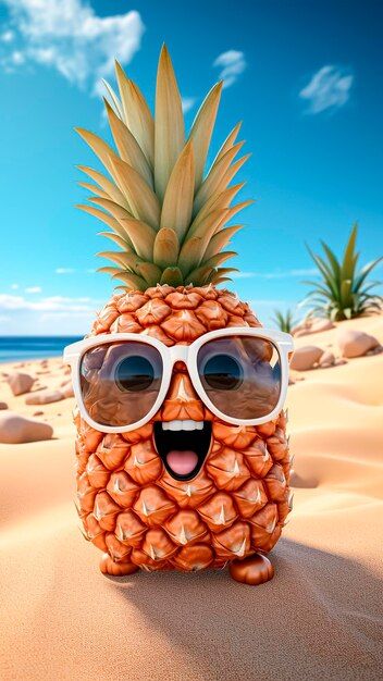 Photo funny pineapple character with whi... | Premium Photo #Freepik #photo Pineapple Character, Pineapple With Sunglasses, Pineapple Pictures, Pineapple Photo, Beach Vacation Pictures, Photo Funny, Hawaii Art, White Sunglasses, 140 Pounds