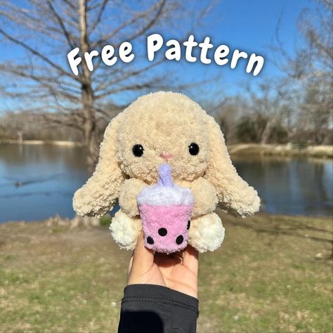 Free baby boba bunny pattern 🧋🎀 To thank you all so much for your support, here’s a free pattern! 🩷 All interactions are highly… | Instagram Cute Bunny Crochet Free Pattern, Kawaii Crochet Pattern Free Amigurumi, Crochet Patterns Instagram, Boba Crochet Pattern Free, Free Crochet Bunny Pattern, Crochet Patterns Amigurumi Free, Kawaii Crochet Pattern Free, Free Bunny Crochet Pattern, Bunny Crochet Pattern Free