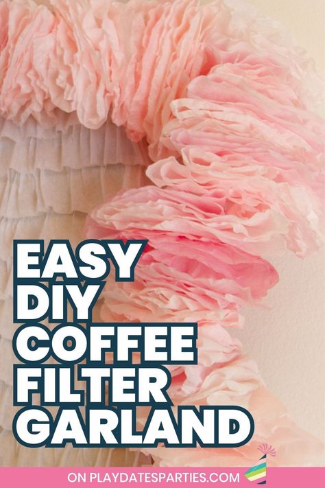 Make cheap, but STUNNING party decorations for any special occasion with this easy DIY coffee filter garland! Featuring two unique styles, we'll show you how to make these beautiful dyed garlands for a fraction of the price of anything store-bought. Use several coffee filter garlands as a party backdrop, drape it on your mantel, or even use them as home decor. It's the perfect inexpensive party decor for baby showers, birthday parties for adults and kids, bridal showers, and baptisms. Plastic Tablecloth Backdrop, Coffee Filter Garland, Diy Coffee Filter, Tablecloth Backdrop, Rainbow Garland, Circle Garland, Coffee Filter Crafts, Coffee Filter Flowers, Garland Backdrops