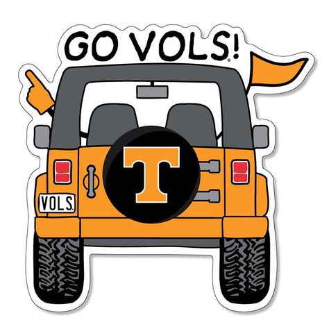 3 Go Vols Jeep Decal U Of Tennessee, Tn Vols Football, Univ Of Tennessee, Tennessee Crafts, White Jeep Wrangler, Tennessee Outfits, Rocky Top Tennessee, Tennessee Volunteers Football, Tn Vols