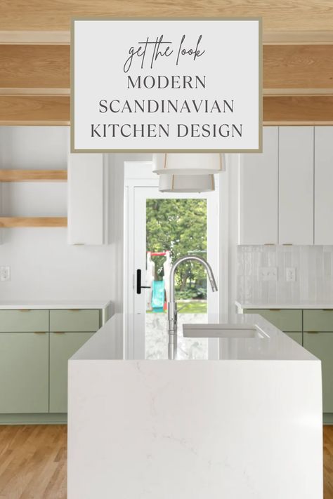 This ever-popular style utilizes natural materials, neutral colors, and splashes of marble contrast. While the entirety of this Scandi-style home turned out amazing, we felt their kitchen was a true testament to the Scandinavian home design. In today’s blog post, we’re going to share exactly how we achieved the Scandi-style and how you can get the same look! Modern Scandinavian Kitchen, Alma Homes, Scandinavian Home Design, Scandi Kitchen, Two Tone Cabinets, Scandinavian Kitchen Design, Scandinavian Kitchen, Modern Scandinavian, Exposed Wood