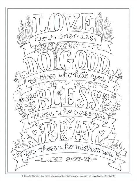 Love Your Enemies Coloring Page, Bible Coloring Pages For Adults, Bible Verse Coloring Pages For Adults, Biblical Verses Inspirational, Love Your Enemies Craft, Free Printable Christian Coloring Pages, Christian Coloring Pages For Adults, Spiritual Coloring Pages, Free Christian Coloring Pages