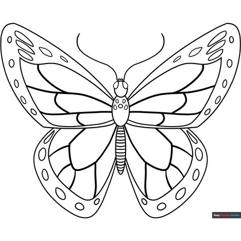 Free Monarch Butterfly Coloring Page for Kids Monarch Butterfly Coloring Pages, Monarch Butterfly Drawing, Insect Coloring Pages, Easy Drawing Guides, Butterfly Coloring, Butterfly Artwork, Drawing Guides, Kid Coloring Page, Cartoon Butterfly