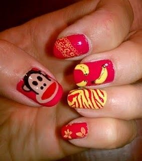 Paul Frank Nails... Fish Nails, Animal Nail Art, Punk Nails, Paul Frank, Nail Essentials, Really Cute Nails, Nails Only, Nail Swag, Rainbow Nails