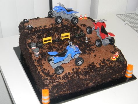 Quad cake Jan. '13 Quad Party Ideas, 4 Wheeler Cake, Boy Cakes, Construction Theme Party, 4 Wheeler, Boys Birthday, Cakes For Boys, Cake Creations, 5th Birthday