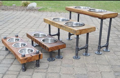 Raised Dog Feeder, Plumbing Pipe Furniture, Pipe Table, Elevated Dog Bowls, Pipe Decor, Geometrical Shapes, Pipe Connectors, Pipe Furniture, Plumbing Fittings